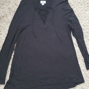 OLD NAVY Black Lace Up Shirt